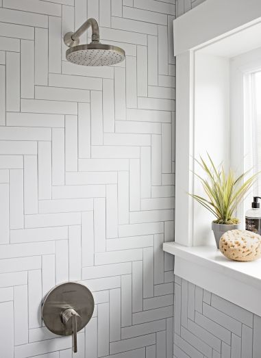White Herringbone Diagonal Tile