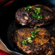 Blackened Chicken Recipe- Cajun spices mix together with a special cooking technique for blackening to make a chicken breast that is bold and juicy.
