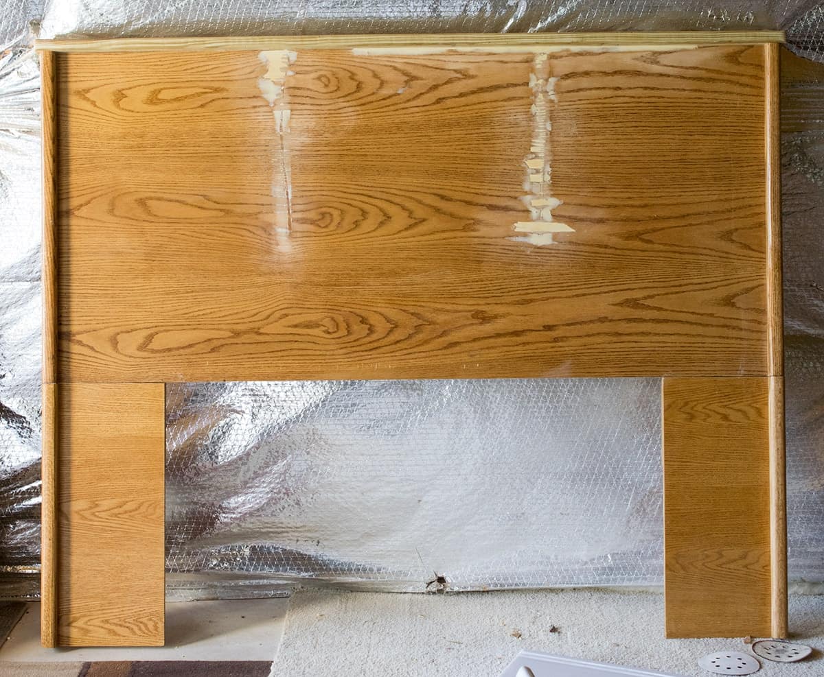 Headboard after being taken apart for refinishing