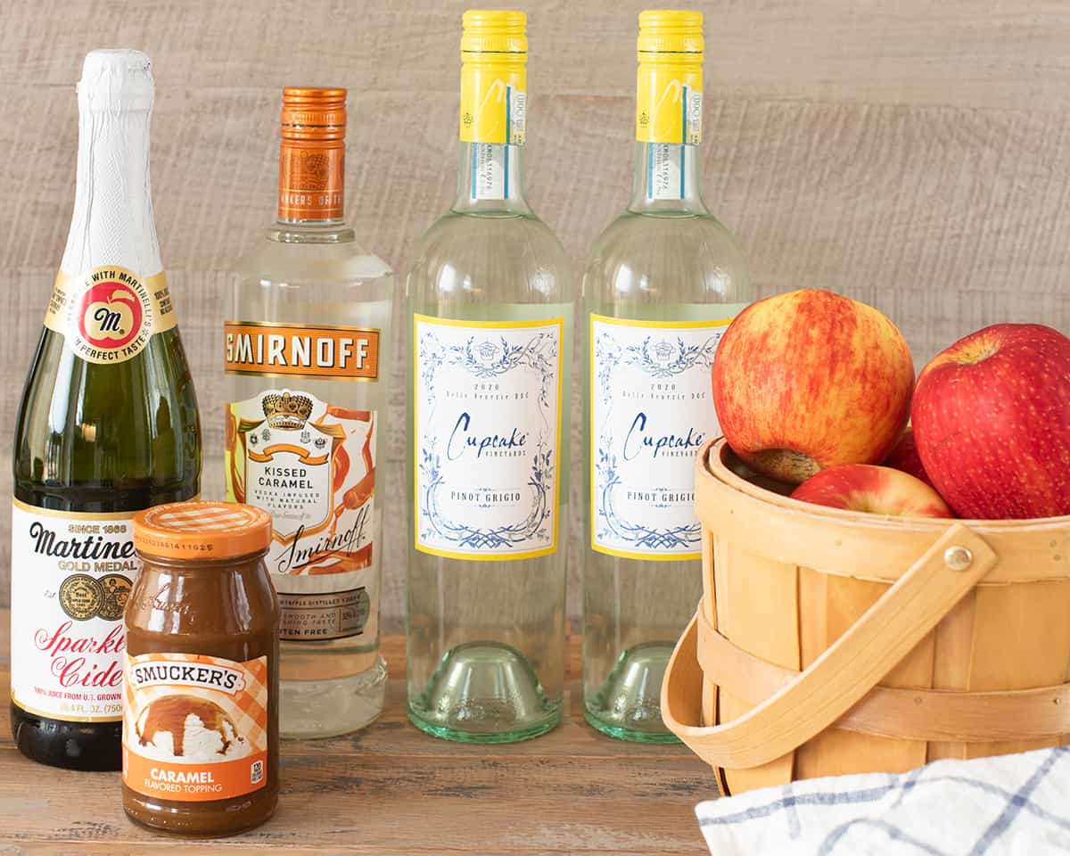 Boozy apple cider sangria ingredients.
