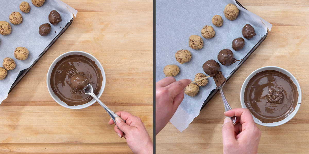 Step by step instructions for coating candies in chocolate.