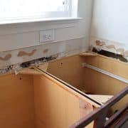 Laminate countertops removed and ready for replacement with granite.