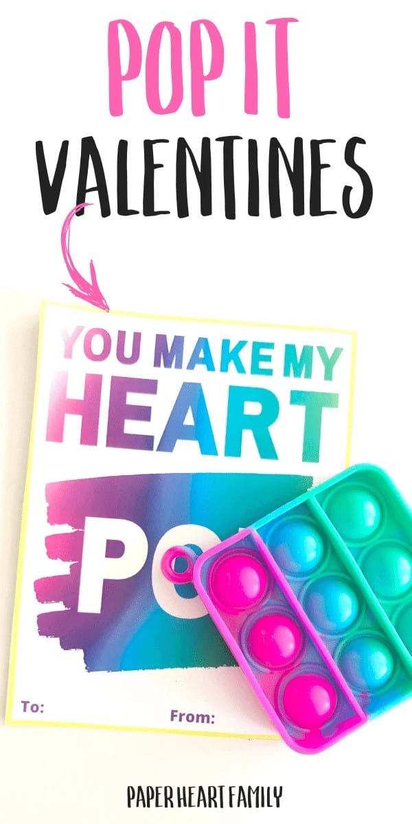 A pop it toy with diy valentine.