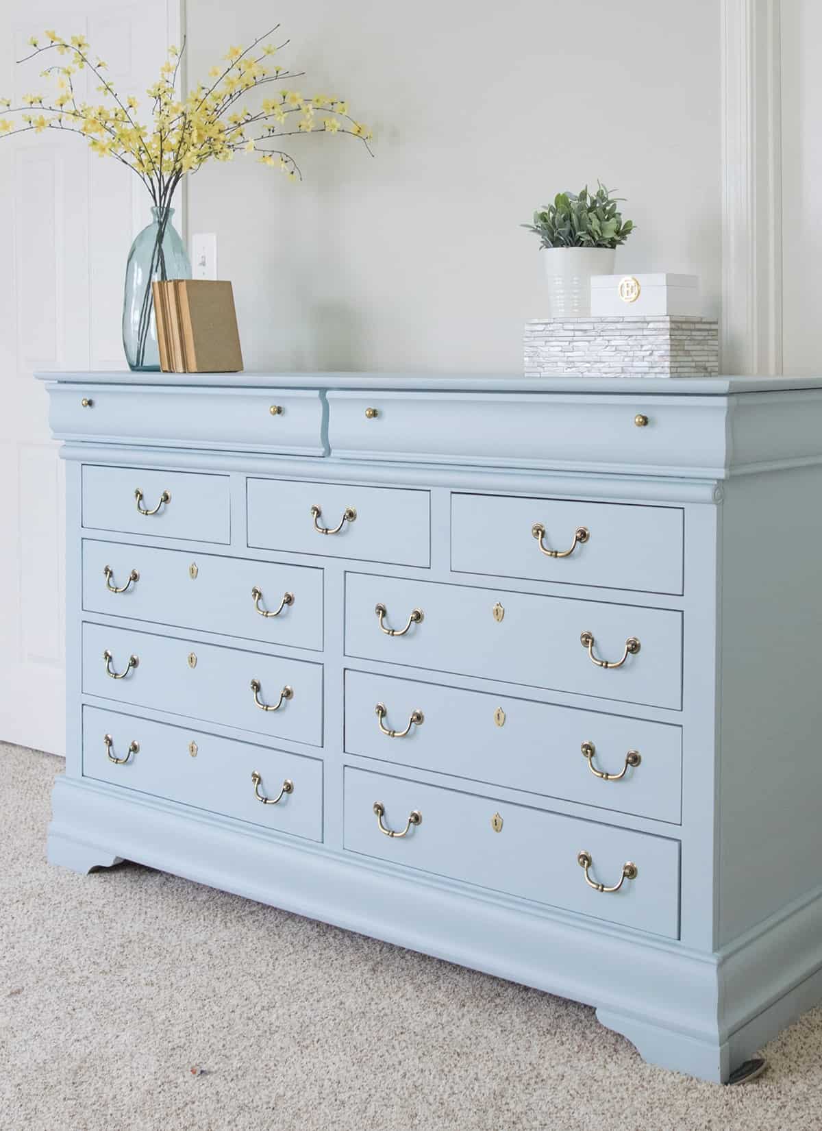 DIY Dresser transformation with light blue fusion mineral paint