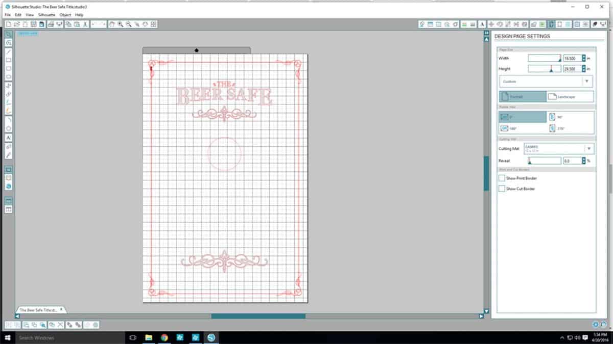 Silhouette Cameo custom design of beer safe mini fridge door front stencil.