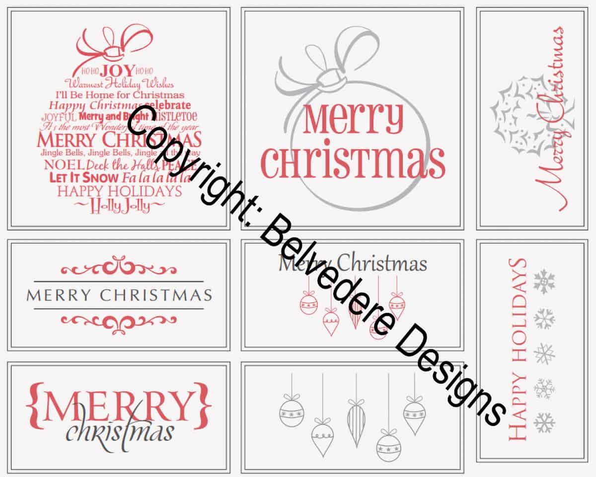 Modern Red Christmas gift tags with simple designs.