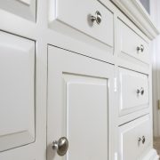 White painted dresser side shot.