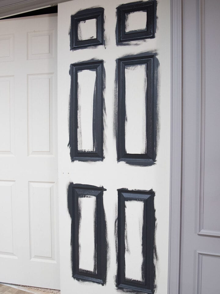 Interior doors in the process of painting black.