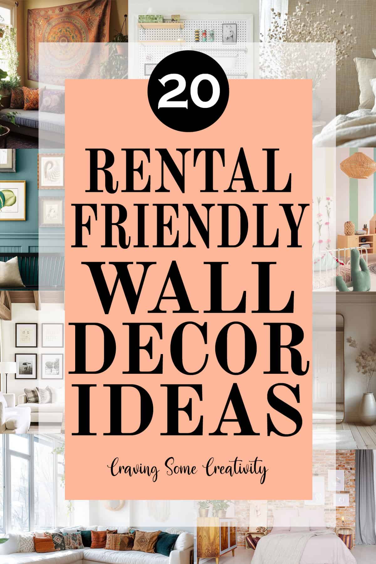 Collage of bedrooms in various styles with wall decorations on them and a text overlay.