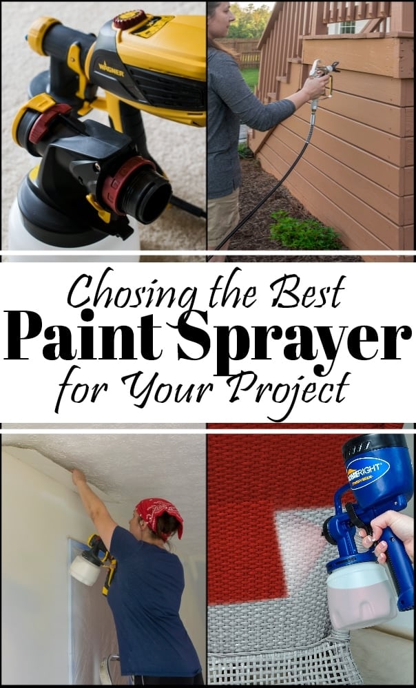 Collage of paint projects using a paint sprayer with title text.